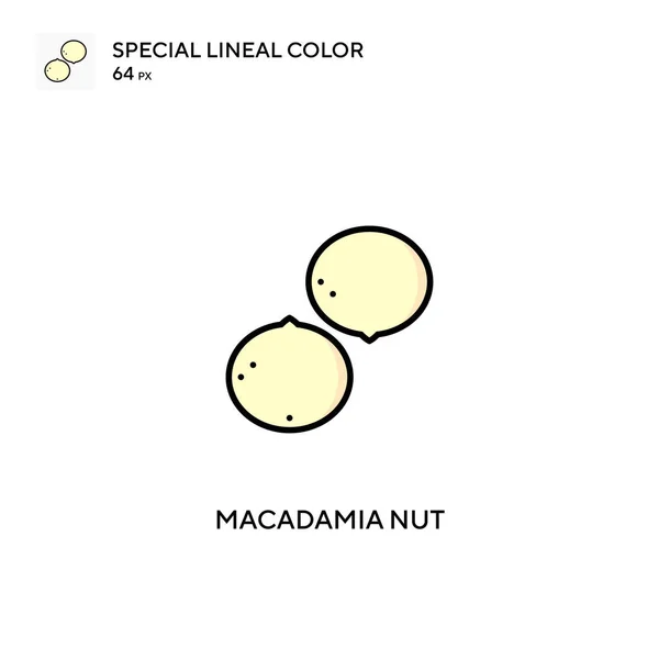 Tuerca Macadamia Icono Especial Vector Color Lineal Iconos Nuez Macadamia — Archivo Imágenes Vectoriales