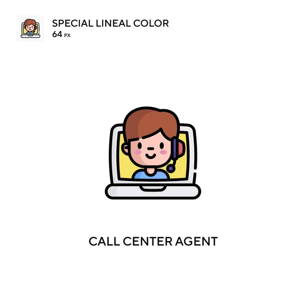 Agente Del Centro Llamadas Icono Vector Color Lineal Especial Iconos — Vector de stock