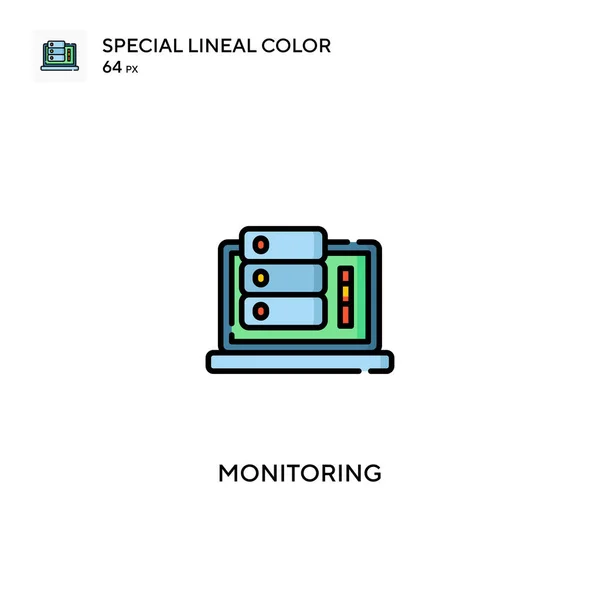 Monitoring Speciális Lineáris Szín Vektor Ikon Üzleti Projektje Monitoringikonjai — Stock Vector