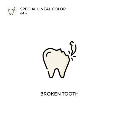 Kırık diş Özel doğrusal renk vektör simgesi. İş projen için kırık diş simgeleri