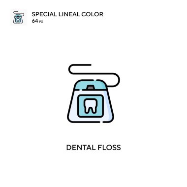 Diş ipi özel doğrusal renk vektörü ikonu. İş projeniz için diş ipi simgeleri