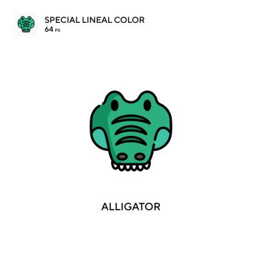 Timsah özel doğrusal renk vektör simgesi. İş projeniz için timsah simgeleri