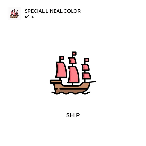 Statek Specjalna Ikona Wektora Koloru Linii Ikony Statków Dla Twojego — Wektor stockowy