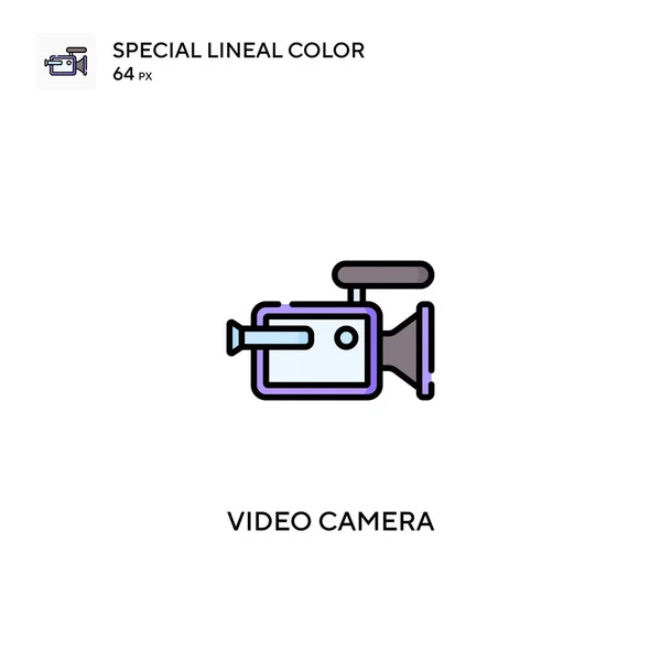 Caméra Vidéo Icône Vectorielle Couleur Linéaire Spéciale Icônes Caméra Vidéo — Image vectorielle