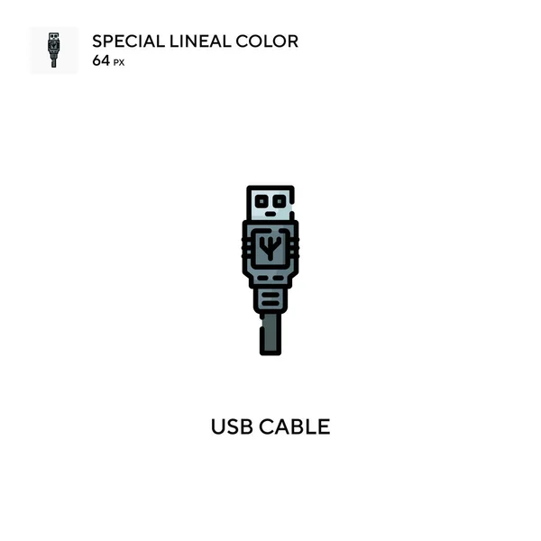 Usb Кабель Специальный Линейный Цветовой Вектор Значок Usb Иконки Вашего — стоковый вектор