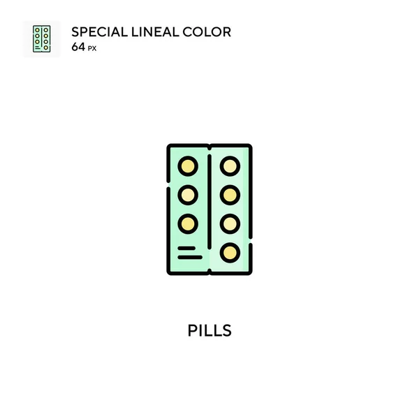 Píldoras Icono Especial Vector Color Lineal Iconos Pastillas Para Proyecto — Vector de stock