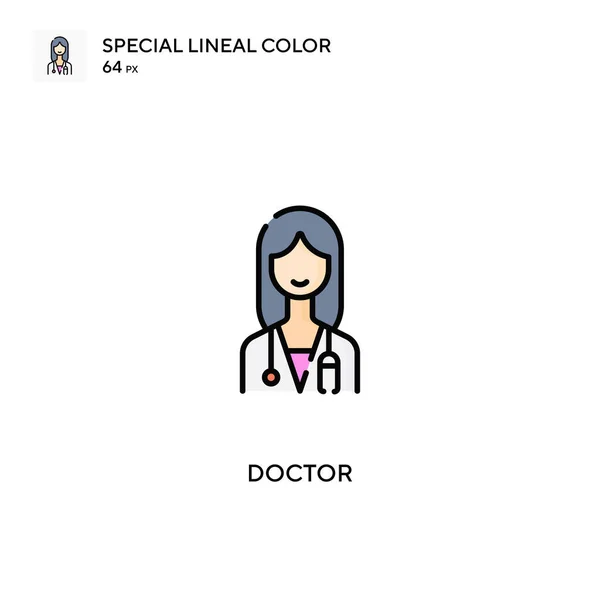 Doctor Especial Icono Vector Color Lineal Iconos Médicos Para Proyecto — Vector de stock