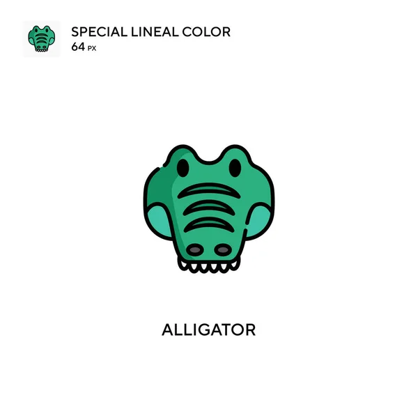 Alligator Speciale Lijnkleur Vector Pictogram Alligator Pictogrammen Voor Business Project — Stockvector