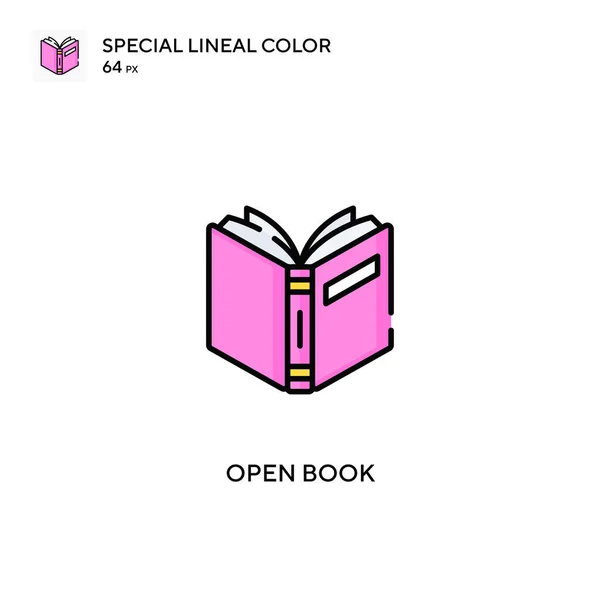 Nyitott Könyv Különleges Lineáris Szín Vektor Ikon Nyitott Könyv Ikonok — Stock Vector