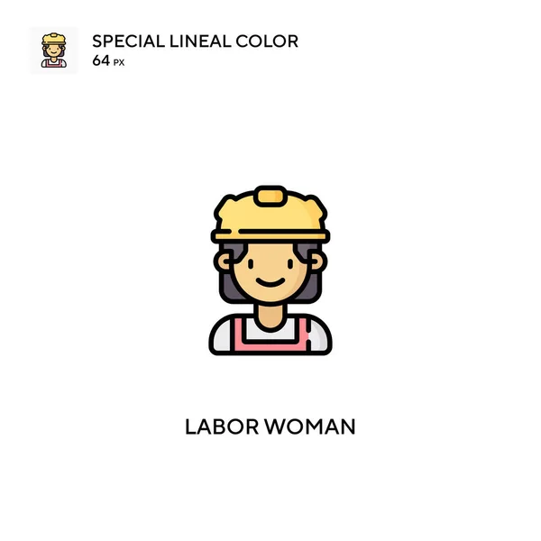 Mujer Del Trabajo Icono Especial Vector Color Lineal Iconos Mujer — Archivo Imágenes Vectoriales