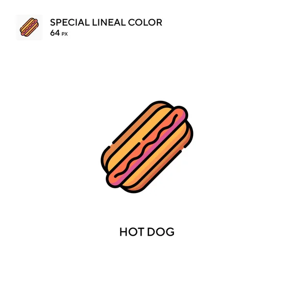 Hot Dog Ikon Vektor Warna Lineal Spesial Ikon Hot Dog - Stok Vektor