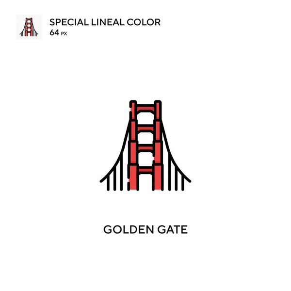 Porte Dorée Icône Vectorielle Couleur Linéaire Spéciale Icônes Golden Gate — Image vectorielle