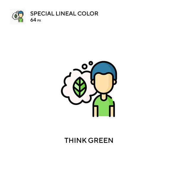 Pomyśl Zielony Specjalna Ikona Wektora Koloru Linii Pomyśl Zielone Ikony — Wektor stockowy