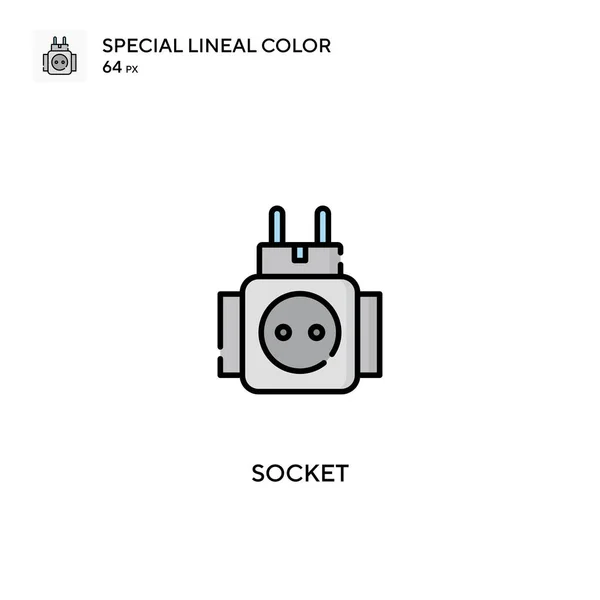 ソケット特殊線色ベクトルアイコン ビジネスプロジェクトのソケットアイコン — ストックベクタ