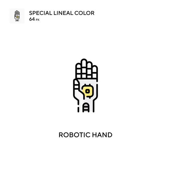 Robotyczna Ręka Specjalna Ikona Wektora Koloru Liniowego Robotyczne Ikony Dłoni — Wektor stockowy