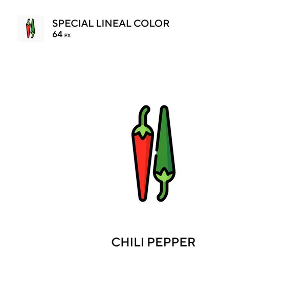 Chili Peppar Special Linjal Färg Vektor Ikon Chili Peppar Ikoner — Stock vektor