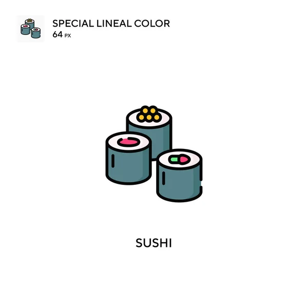 Sushi Különleges Lineáris Szín Vektor Ikon Sushi Ikonok Üzleti Projektjéhez — Stock Vector