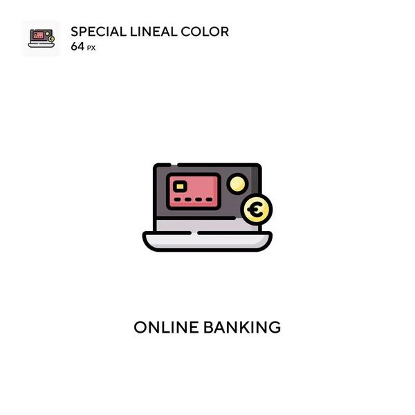 Online Bankovnictví Speciální Lineární Barevný Vektor Ikony Online Bankovní Ikony — Stockový vektor
