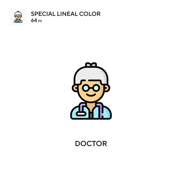 Doctor Special Lineáris Színvektor Ikon Orvosi Ikonok Üzleti Projektjéhez — Stock Vector