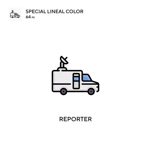 Reporter特殊線型カラーベクトルアイコン ビジネスプロジェクトのレポーターアイコン — ストックベクタ