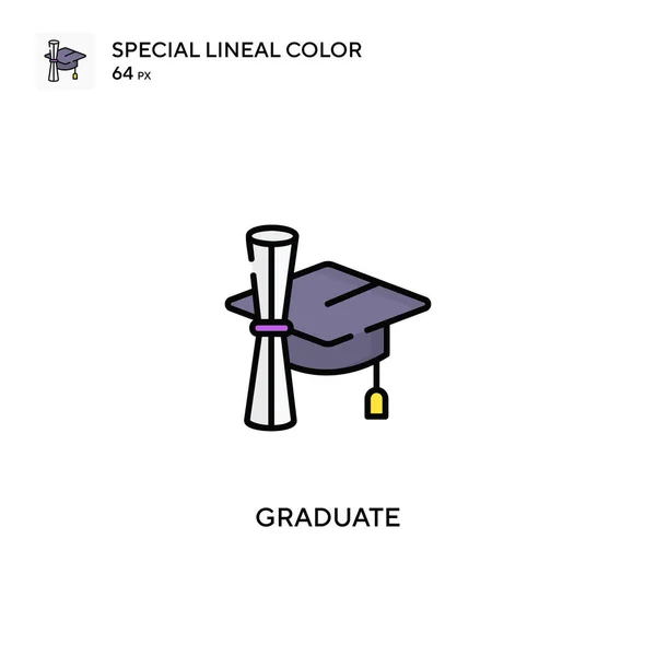 Graduate Special Lineal Color Vector Icon Icone Laurea Tuo Progetto — Vettoriale Stock