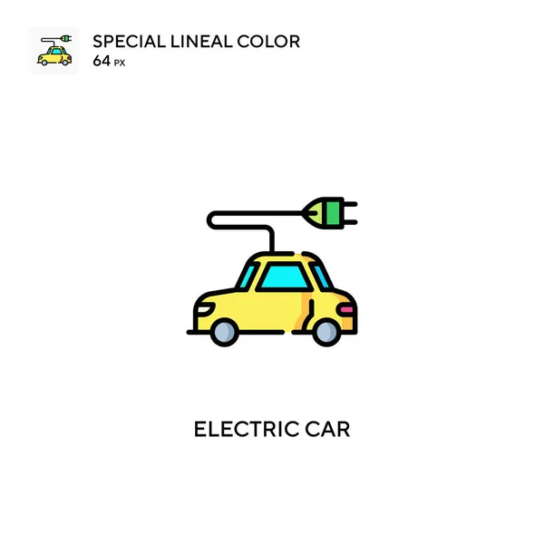 Electric Car Special Lineal Color Vector Icon Electric Car Icons — Stock Vector