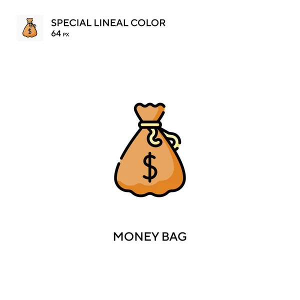 Money Bag Speciale Icona Vettoriale Colori Lineari Icone Della Borsa — Vettoriale Stock