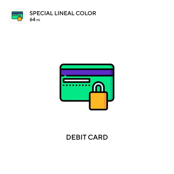 Tarjeta Débito Icono Especial Vector Color Lineal Iconos Tarjetas Débito — Archivo Imágenes Vectoriales