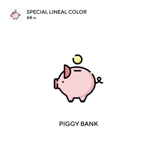 Piggy Bank Specjalna Ikona Wektora Koloru Linii Ikony Skarbonki Dla — Wektor stockowy