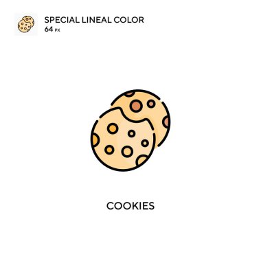 Kurabiyeler özel doğrusal renk vektör simgesi. İş projeniz için kurabiye simgeleri