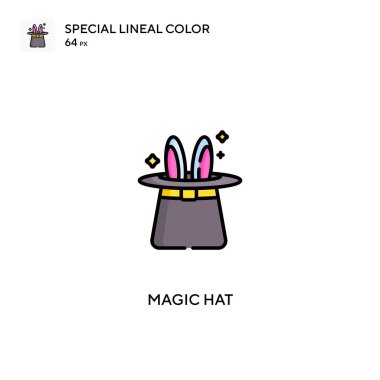 Sihirli şapka özel doğrusal renk vektör simgesi. İş projeniz için sihirli şapka simgeleri