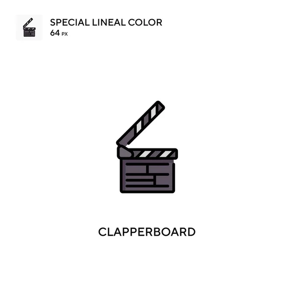 Clapperboard Speciální Lineární Barevný Vektor Ikony Ikony Clapperboard Pro Váš — Stockový vektor