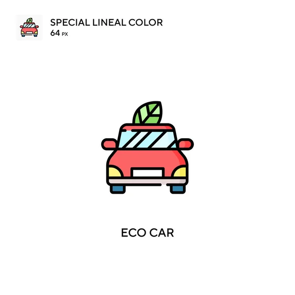 Eco Car Spezielles Lineares Farbvektorsymbol Öko Auto Ikonen Für Ihr — Stockvektor