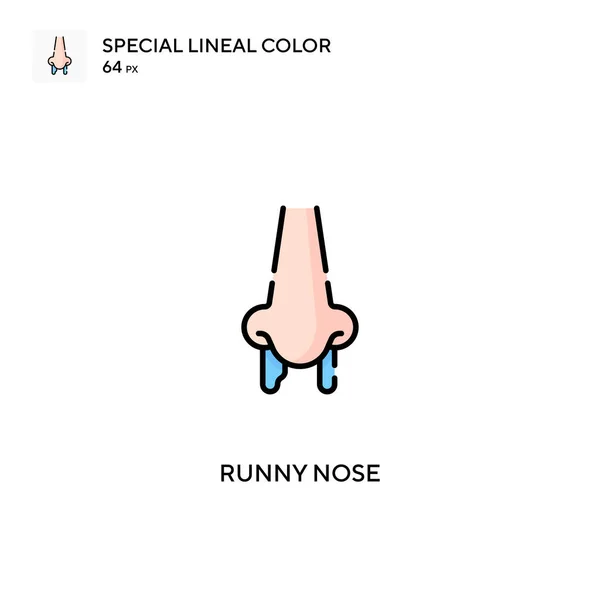 Tekutý Nos Speciální Lineární Barevný Vektor Ikony Runny Nose Ikony — Stockový vektor