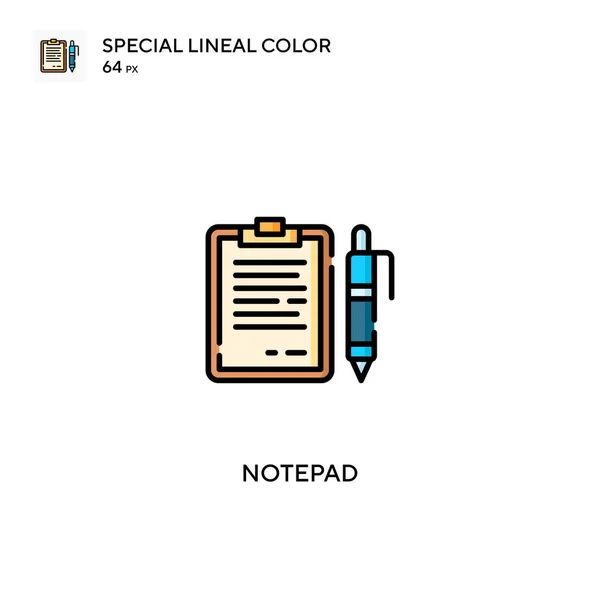 Bloc Notas Icono Especial Vector Color Lineal Iconos Bloc Notas — Archivo Imágenes Vectoriales