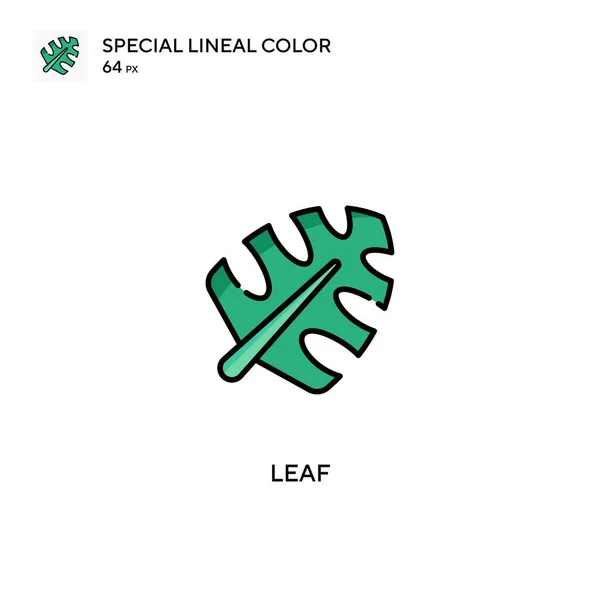 Leaf Special Lineal Color Vector Icon Leaf Icons Your Business — Stock Vector