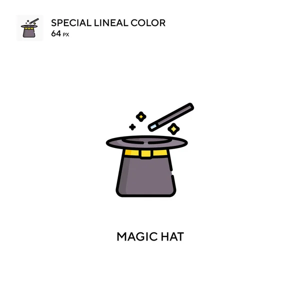 Cappello Magico Speciale Icona Vettoriale Colori Lineari Cappello Magico Icone — Vettoriale Stock