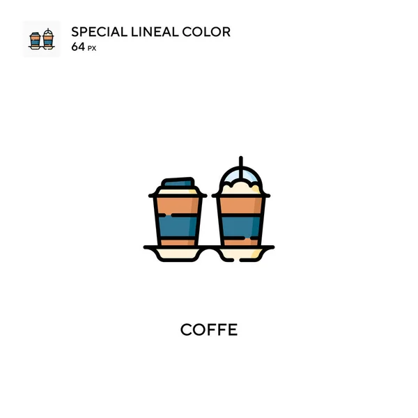 コーヒー特殊線型カラーベクトルアイコン ビジネスプロジェクトのコーヒーアイコン — ストックベクタ