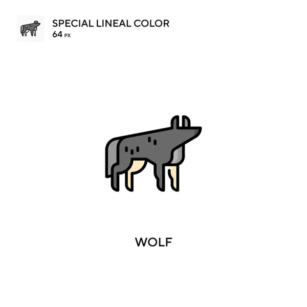 Wolf Ícone Vetorial Cor Linear Especial Ícones Wolf Para Seu — Vetor de Stock