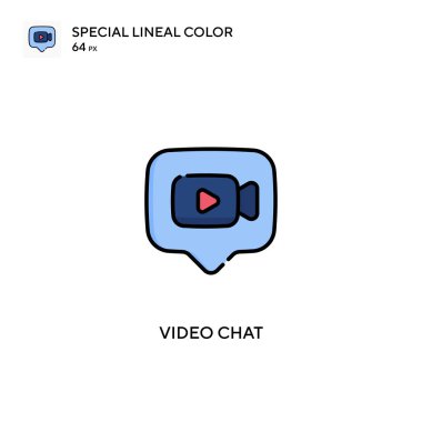Görüntülü sohbet özel doğrusal renk vektörü simgesi. İş projeniz için görüntülü sohbet simgeleri
