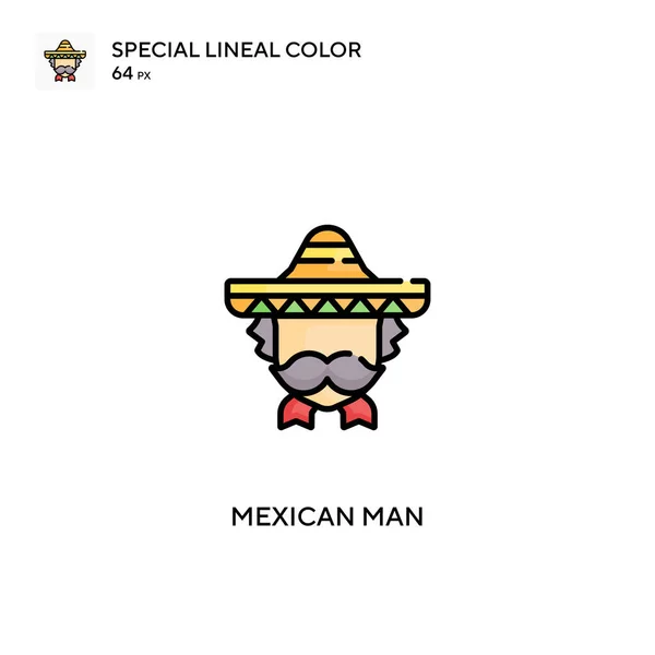 Meksykanin Specjalna Ikona Wektora Koloru Linii Meksykańskie Ikony Człowieka Projektu — Wektor stockowy