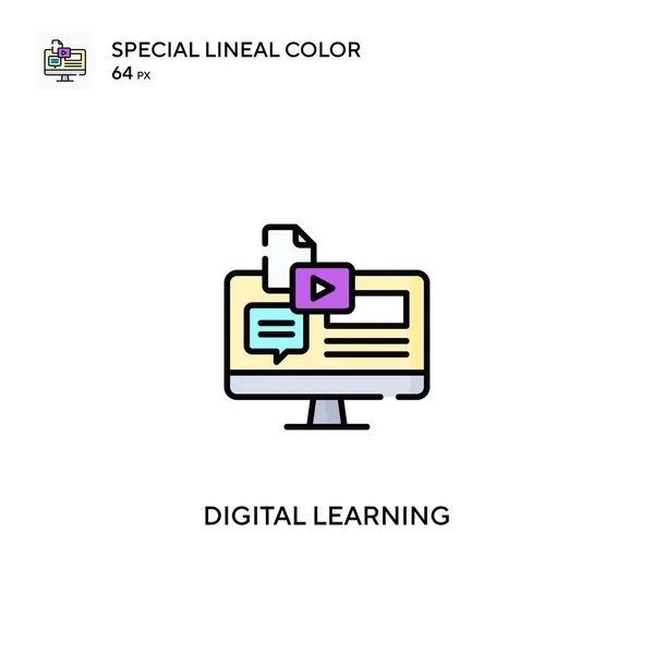 Aprendizagem Digital Ícone Vetorial Cores Linear Especial Ícones Aprendizagem Digital —  Vetores de Stock