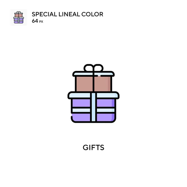 Cadeaux Icône Vectorielle Couleur Linéaire Spéciale Icônes Cadeaux Pour Votre — Image vectorielle