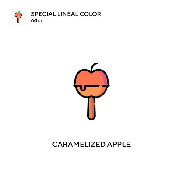 Manzana Caramelizada Icono Especial Vector Color Lineal Iconos Manzana Caramelizada — Vector de stock