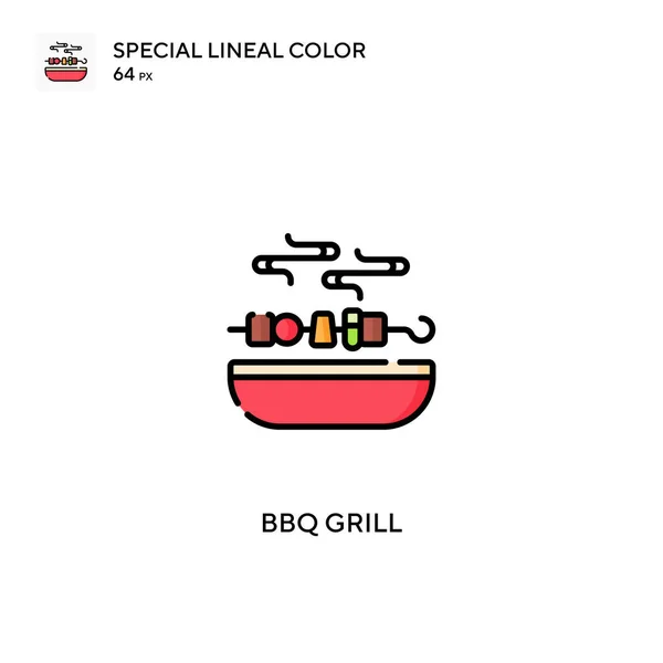 Bbq Grill Special Lineal Color Vector Icon Bbq Grill Icons — Stock Vector