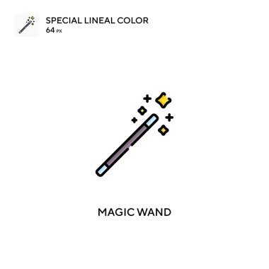 Sihirli değnek özel doğrusal renk vektör simgesi. İş projeniz için sihirli çubuk simgeleri