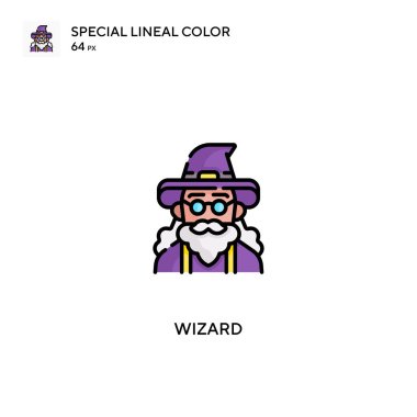 Büyücü özel doğrusal renk vektör simgesi. İş projeniz için sihirbaz simgeleri