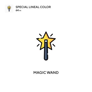 Sihirli değnek özel doğrusal renk vektör simgesi. İş projeniz için sihirli çubuk simgeleri