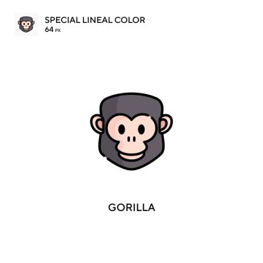 Goril özel doğrusal renk vektör simgesi. İş projeniz için goril simgeleri