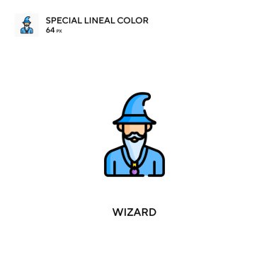 Büyücü özel doğrusal renk vektör simgesi. İş projeniz için sihirbaz simgeleri